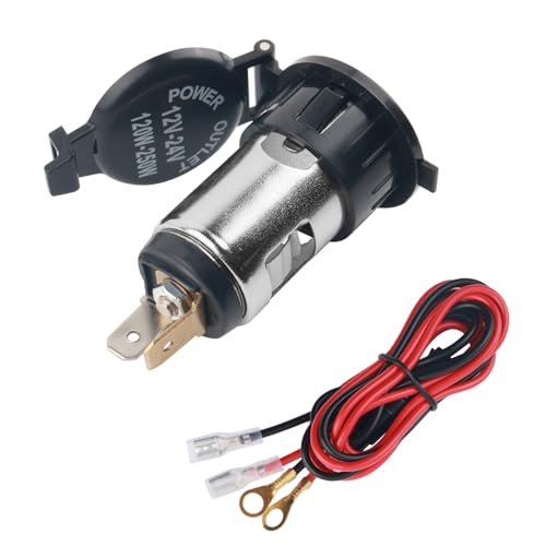 Car Cigarette Lighter Socket,12V/24V Cars Power Outlet with ABS Cover & Extension Cord,Essential Cigarette Lighter Port Car Accessories for Most Cars,Trucks and SUVs (1PCS)