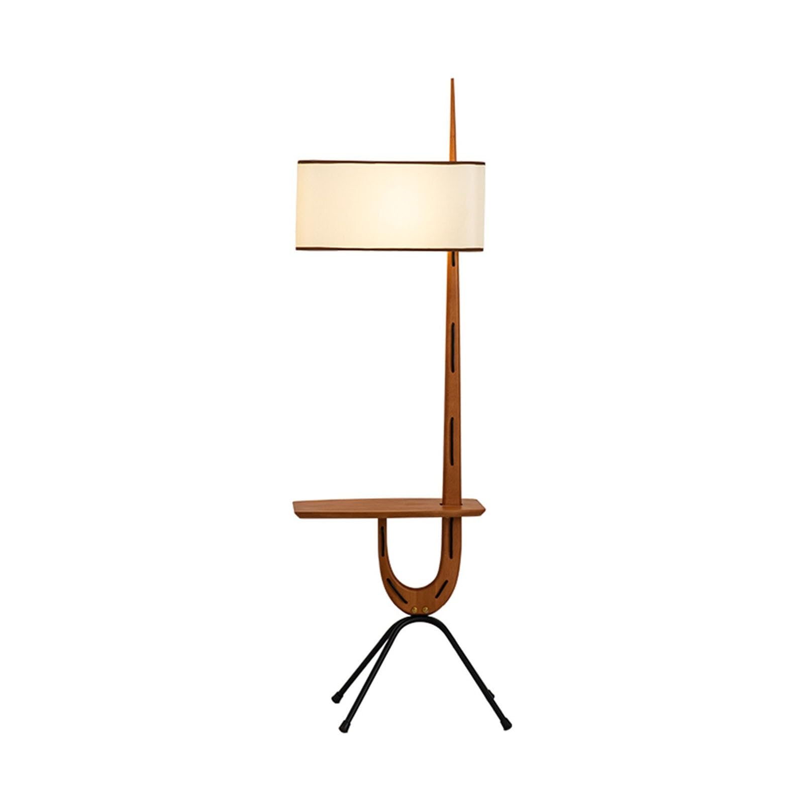 YHxFlux Lighting Modern Floor Lamp with Solid Wood Table Dimmable