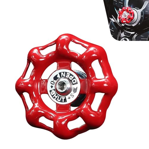 Anyhut Metal Push Start Button Cover, One-Button Start Car Shift Knob Rotary Decor, Classic Retro Valve Handwheel Design Engine Start Stop Button Cover Protector, Universal for Most Cars (Red)