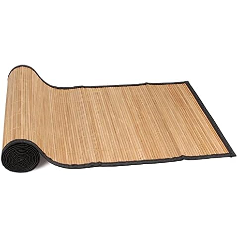 BambooMN Natural Brown Slat Bamboo Table Runner Cover