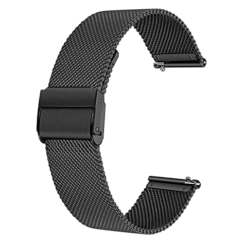 Deolven Metall Uhrenarmbänder, Schnellspanner Armbänder Milanaise Uhrenarmband für Herren und Damen Smartwatch und Traditionelle Uhr,20mm Schwarz