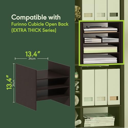 Image of Furinno Cubicle 3-Shelf Cube Insert, Cube Organizer, Black Oak | Shelf Dividers, Fits into Furinno Extra Thick Cubes, for Organizers and Storage (Does not fit IKEA Kallax Shelving)