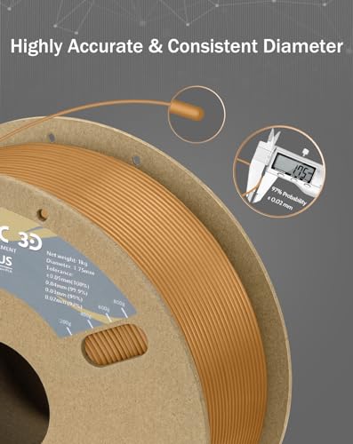 Image of DURAMIC 3D PLA+ Printer Filament 1.75mm PLA Plus Neatly 2Kg Spool(2.2lbs) | PLA Pro Tougher and Stronger, Dimensional Accuracy Probability + /- 0.02mm Light brown