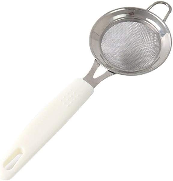 Premium Stainless Steel Fine Mesh Strainers with Sturdy Handle and Wider Hook for Kitchen Cooking Food Preparation Fine mesh Strainer Frying Filter Spoon Oil ski (B)