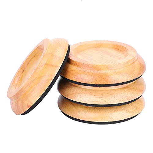 4 Stück Klavieruntersetzer, Holz Klavier Fuß Pads Piano Caster Cups Aufrechte Runde Klavier Fußpolster Buchenholz Untersetzer Tassen mit rutschfestem Eva-Schaum