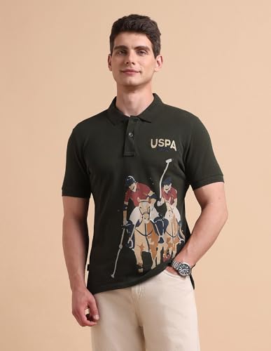 Image of U.S. Polo ASSN. Printed Polo T Shirts for Men - 100% Cotton, Half Sleeve Mens Tshirt