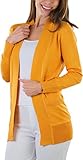 ToBeInStyle Women's Long Sleeve Rib Banded Open Sweater Cardigan, Mango Yellow, Small