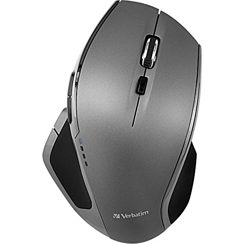 Verbatim 2.4G Wireless 8-Button LED Ergonomic Deluxe Mouse - Computer Mouse with Nano Receiver for Mac and PC - Graphite