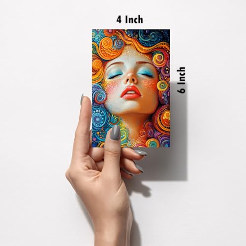 Image of SiddArtify Bohemian Portrait Wall Art Prints Set - Psychedelic Woman Poster Decor for Living Room Bedroom Office - Set of 2-4x6 Inch - Board (Pack of 6) - Sticker (Pack of 6)