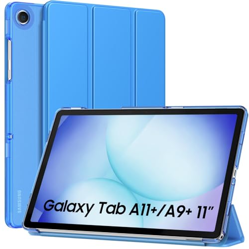 Image of MoKo for Samsung Galaxy Tab A11 Plus / A11+ Case 11 Inch 2026, Galaxy Tab A9 Plus / A9+ Case 11 Inch 2024, Slim Stand Hard PC Translucent Back Shell Smart Cover, Auto Wake /Sleep, Blue Wave