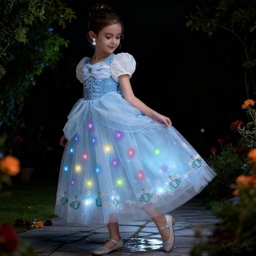 Disfraz de Princesa Azul con Luces para Niñas 4-5 Años miniatura 3