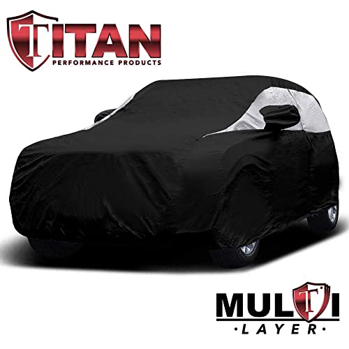 Image of Titan Premium Multi-Layer PEVA Car Cover for Compact SUV 170-187 inch. Waterproof, UV Protection, Anti-Scratch Protective Lining, Driver-Side Zippered Opening. Fits Rav4, Rogue, CR-V and More.