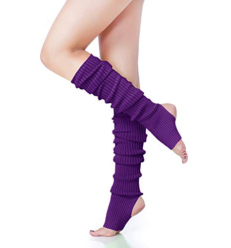 V28 Womens Neon Knit Leg Warmer for 80s Party Dance Sports Yoga (61-Bripurple)