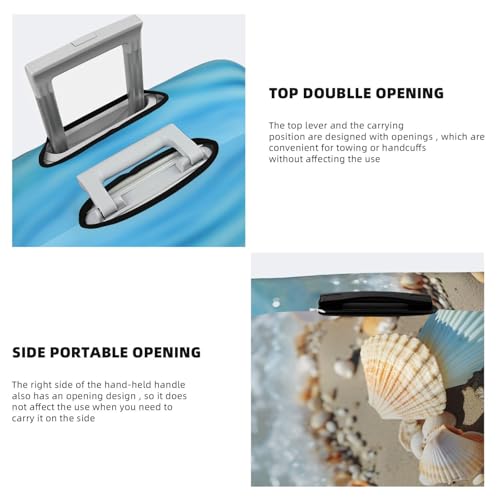 Elastic Travel Luggage Cover for Suitcase Tsa Approved Stretch Scratch-Resistant Suitcase Protector Cover Washable Ocean Sea Beach Seashells Starfish Blue Baggage Covers Fits 18-32 Inch Luggage Case4