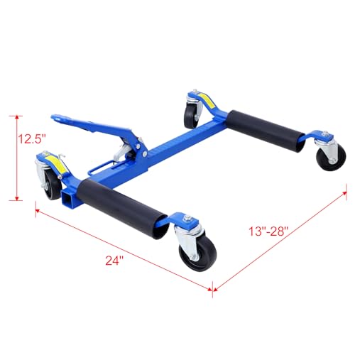 Pullafun FU-15A1-1204 Set Of (2) Car Wheel Dolly, 3000 Lbs Car Dolly, Car Skates Vehicle Positioning Hydraulic Tire Jack Ratcheting Foot Pedal Lift Hydraulic Car Wheel Dolly thumb #2