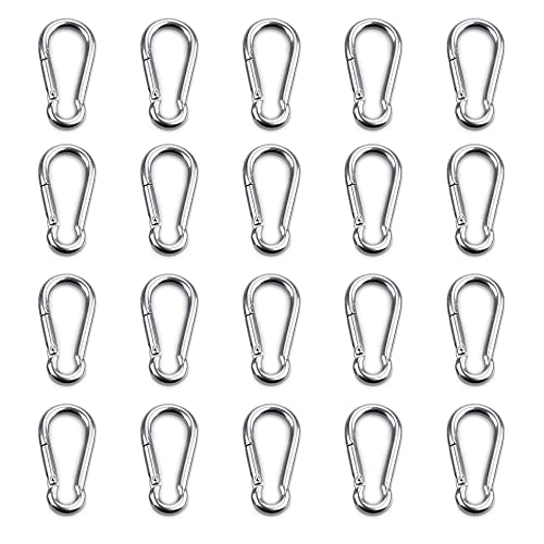 20pcs Mousqueton de Fixation pour Charges Lourdes, Sports, Chiens de Serrure, Hamac Balançoire, en Acier Inoxydable 304, 6mm Épaisseur Cover