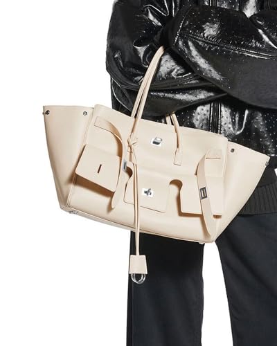 Image of NEWBELLA Women's Vegan Leather Tote Bag, Stylish Handbag for Everyday Use (White)