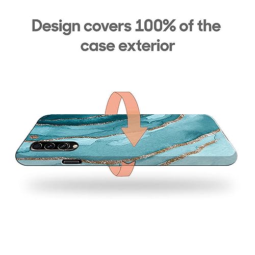 Image of COLORflow Back Cover Compatible with Samsung Galaxy A70 | Beautiful Blue Marble Golden Stripes | Designer Printed Hard CASE Bumper Back Cover