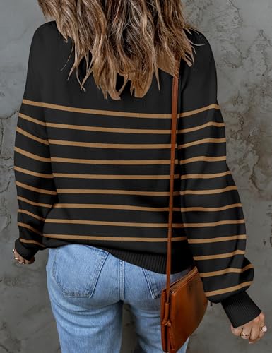 Image of ZESICA Women's 2026 Fall Striped Pullover Sweaters Tops Fashion Outfits