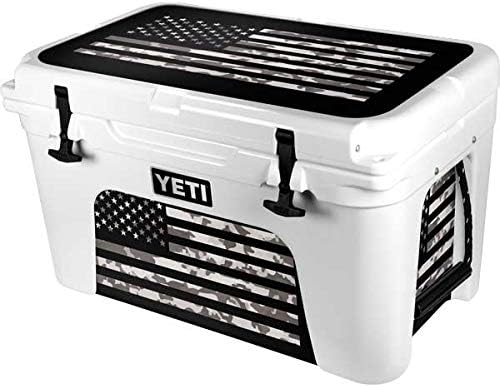 Skinit Decal Skin Compatible with YETI Tundra 45 Hard Cooler - Originally Designed Black and White Camo American Flag Design