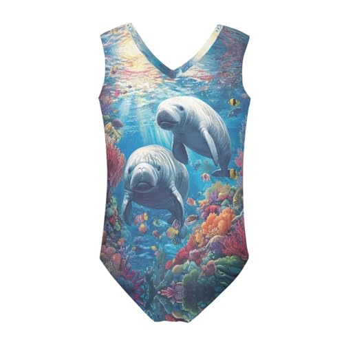 Image of Xpyiqun Swimsuits for Girls 3-14 V Neck Sleeveless Bathing Suit Summer Sport One Piece Swimwear Beach Swimming