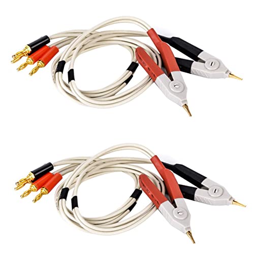 Youbones 2 pares aislados banana conector abrazadera cable de baja resistencia clip sonda medidor terminal Kelvin