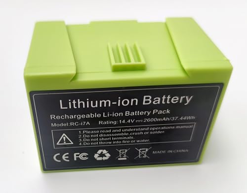 Batería de repuesto para iRobot Roomba e e i Series, 14,4 V, 2600 mAh, i7, i8, i6, i4, i4+, i3, i3+, i7158, J7, 7150, 7550 y e5, e6, e5150 y e5150 2 E61 98 cm