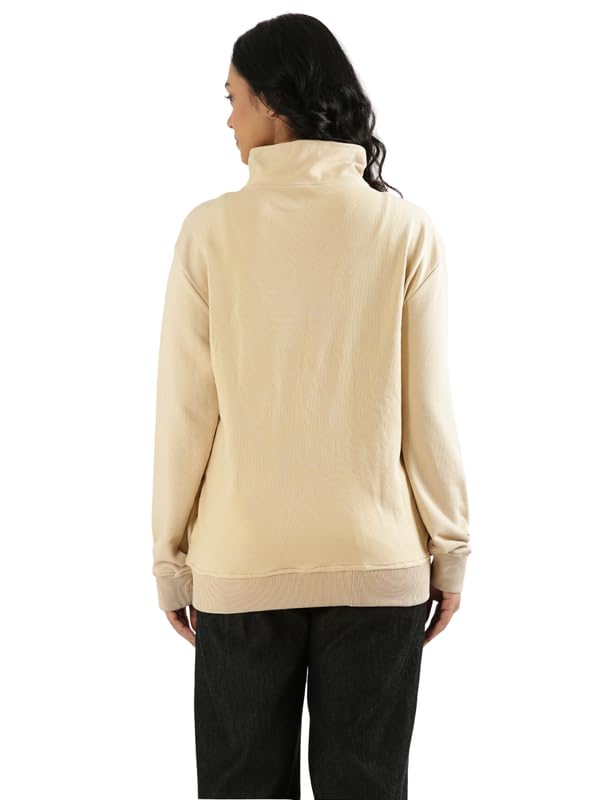 Image of SAADAA Unisex Zip Neck Sweatshirt | Quarter Zip High Neck | Cotton-Blend Fleece| Winter Wear Sweatshirt with Pockets | Casual Fit