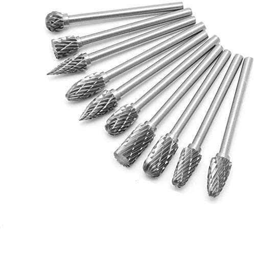 Rotary Burr Set Carving Tool Tungsten Carbide Steel Solid Twist Drill Bit Grinding Head For Dremel Rotary Tools Woodworking Engraving Drilling (10Pcs) #TOP4