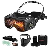 YESWELDER Auto Darkening Welding Goggles Kit with Mask, LED Lighting, True Color 2 Arc Sensors Wide Shade 3/5-9/9-13 Welding Glasses Welding Helmet for TIG, MIG, ARC, CUT and Grind