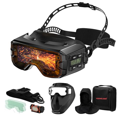 Image of YESWELDER Auto Darkening Welding Goggles Kit with Mask, LED Lighting, True Color 2 Arc Sensors Wide Shade 3/5-9/9-13 Welding Glasses Welding Helmet for TIG, MIG, ARC, CUT and Grind