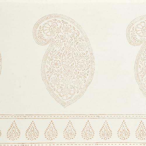 Image of BLOCKS OF INDIA Hand Block Printed Cotton Table Runner for Center /Dining Table (13 x 72 Inches) (Gold Pine Tree)