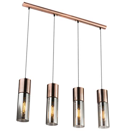 Preisvergleich Produktbild Hängeleuchte Annika 4-flg. Textilkabel braun Antik, Rauch