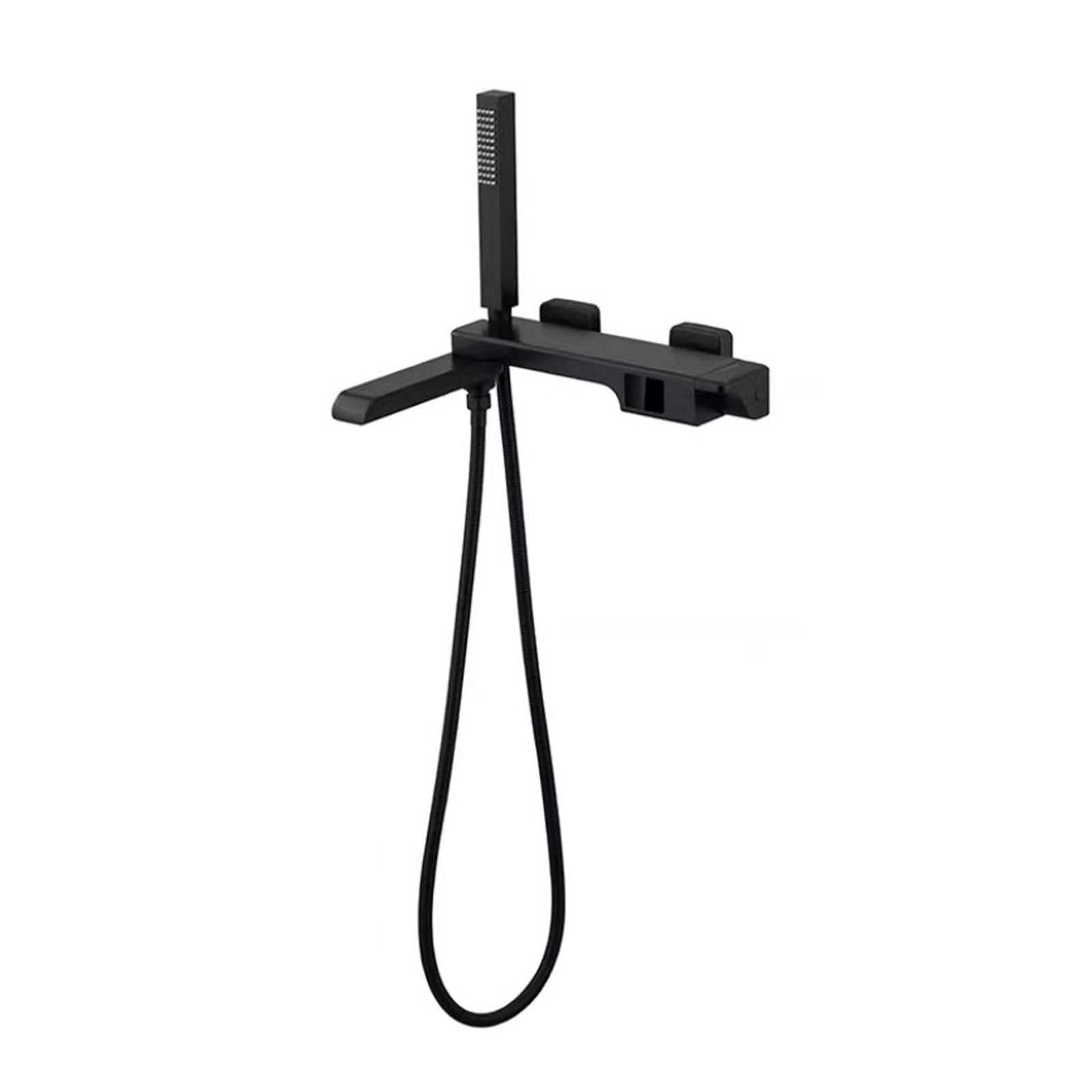 sjdoPulse Bathtub Faucet With Handheld Sprayer, Wall Mount Tub Faucets, Single Handle Brass Tub Shower Faucet Set, Temperature Display Bathtub Mixer Tap (Black)
