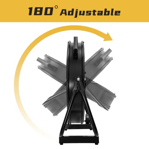 Hicfm 7300 Cfm 24 Inch Industrial High Velocity Mobile Drum Fan With Wheels, Powerful 1/5 Hp Motor, Turbo Blade, Tilting Head And Metal Barrel For Air Circulation In Workshop, Garage - Ul Listed #TOP3