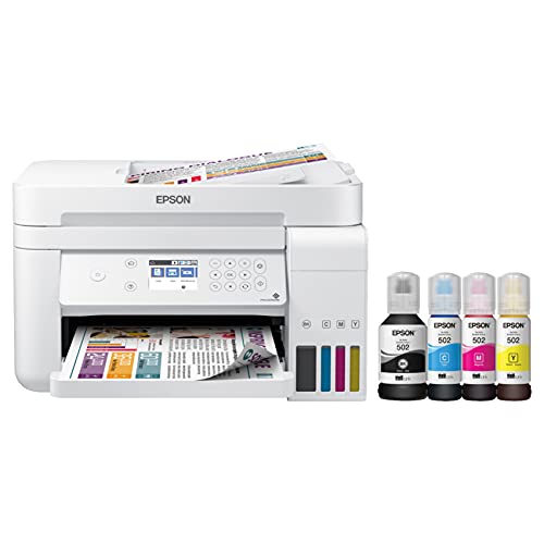 Epson EcoTank ET Series Color Inkjet All-in-One Supertank Printer   3-in-1 with ADF, Wireless & Ethernet: Print Scan Copy White