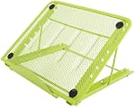 GOWENIC Metal Mesh Laptop Riser, 6 Level Adjustable Stand, Foldable Ventilated Tablet Holder for Desk Work, Portable Drawing Board Stand (Green)