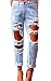 Womens Ladies Stretch Faded Ripped Slim Fit Skinny Denim Jeans (Small, c-blue)