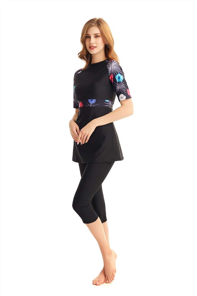 Tuta da Surf Rash Guard Costumi da Bagno modesti per Costumi da Bagno a Maniche Corte da Donna Burkini Costumi da Bagno modesti Costumi da Bagno