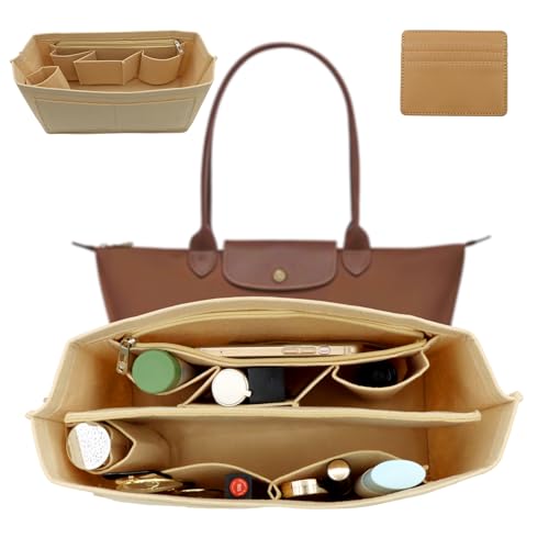 SPOKKI Taschen Organizer für Longchamp L Filz Taschenorganizer mit Kartenpackung 30x14.5x17cm Innentasche für Handtaschen Taschenorganizer Shopper mit Multifunktionalen Taschen Großes Fassungsvermögen