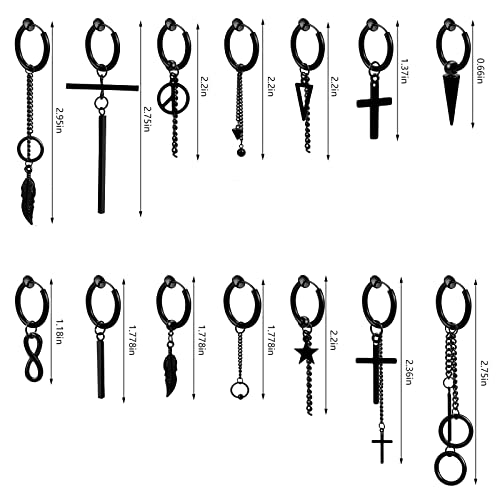Winsenet 21Pcs Clip On Earrings For Men Fake Earrings Hoop Dangle Earrings Black Clip On Punk Earrings Non Piercing Hinged Stainless Steel Magnetic Earrings With Gift Box #TOP2