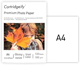 Cartridgeify Inkjet Premium A4 Glossy Photo Paper 120 Sheets 180 GSM for All Inkjet Printers
