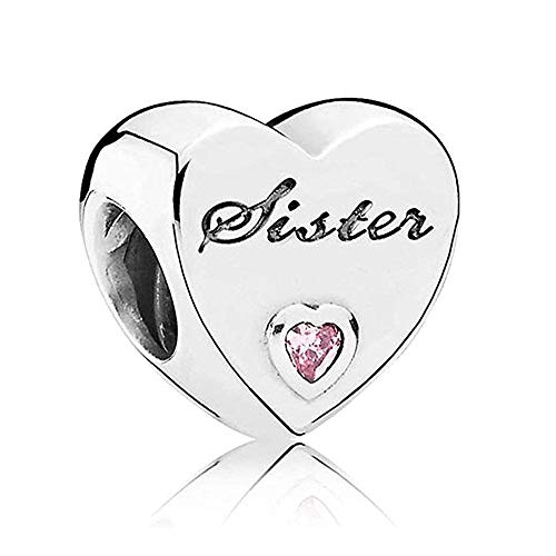 2016 Herfst Mode Europese Zuster Liefde Bedels Met Roze Zirkonia 100% 925 Sterling Zilver Kraal Past voor Pandora Armband DIY Sieraden
