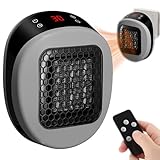 Luna Plug in Heater, Electric Heater for Home, Portable Heater With Remote Control, Rapid Heating in 3 Seconds, 12 Hour Timing, for Bedroom Office Kitchen Bathroom,Grey