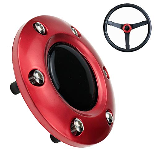 Modengzhe Universal Fit Red Plastic Cover 6-Bolts Steering Wheel Horn Button For Auto Car, 85Mm Diameter #TOP1