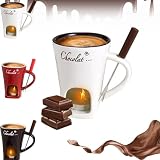 Ceramic Chocolate Melting Mug with Candle and Fork for Dessert Fondue