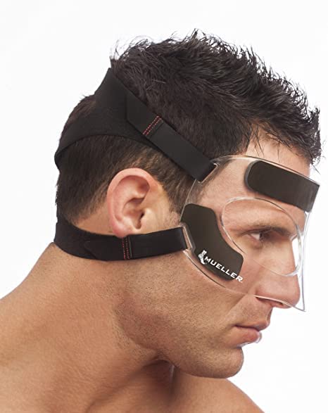 MUELLER Sports Medicine Face Mask for Men & Women, Adjustable Clear Face Guard, Nose & Cheek Protection for Basketball & Cosmetic Procedures, Shatterproof with Foam Padding, One Size by MUELLER - Image 2