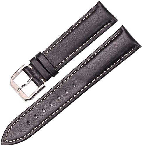 Bracelet de montre en cuir véritable lisse noir marron fait main