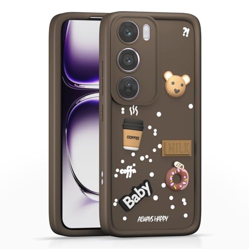 Image of Bintage Ball Bear| Donut| Milk Cake| Baby| Coffee Rubber Case Full Body & Camera Protection Back Cover Compatible for Oppo Reno 12 Pro 5G - Brown