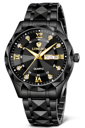 Image of LONGBO Zenith Diamond Analog Watch for Men Business Stainless Steel Watches Luxury Men's Wristwatch | Birthday Gift for Men | Gift for Husband | Gift for Brother